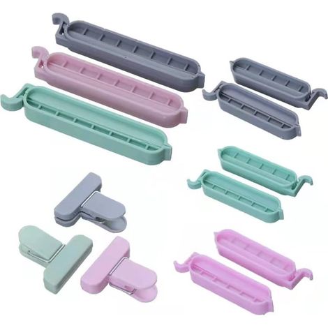 Lntyq 12 Pcs Pince Sachet Alimentaire, Fermeture Cuisine Clips, Etanchéité Clips Alimentaire Fermeture Sachet Clips pour Aliments Emballage Cuisine Collations Stockage