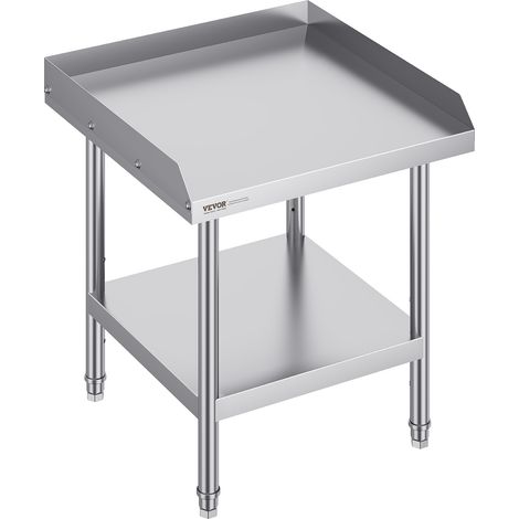 VEVOR Mesa de Trabajo de Acero Inoxidable Mesa de Trabajo Comercial para Preparación de Alimentos Protector contra Salpicaduras de 3 Lados 610 x 610 x 660 mm Altura Ajustable para Restaurantes