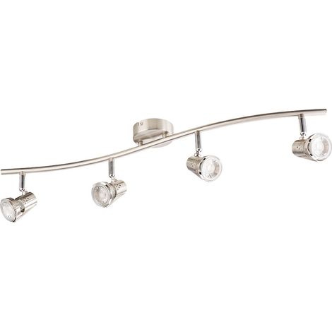 Spotleiste Wohnzimmerlampe 4 flammig Spot Deckenleuchte LED Deckenlampe, Spots beweglich chrom, 4x 5W 4x 345lm 3000K, LxH 70x15 cm