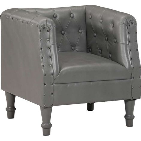 vidaXL Chaise cabriolet gris cuir véritable (1/5)