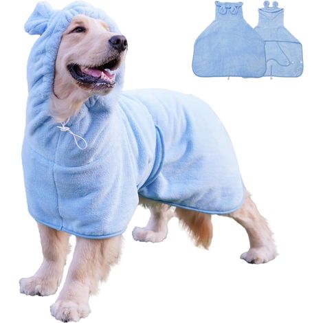 1 Peignoir pour Animal de Compagnie, Microfibre Douce, Capuche et Sangle Réglable, pour Chien et Chat (1/5)