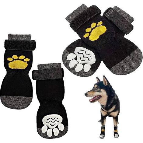Calzini per cani, protezione per le zampe, riparazione delle zampe, suola antiscivolo, 2 pezzi, grigio (1/5)