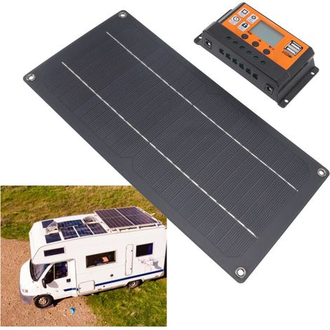 [Kit de panneau solaire] Monocrystalline Silicon 60W 12V/24V - Contrôleur 100A adaptatif pour voiture, camping-car, bateau