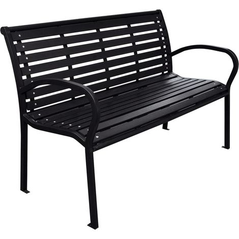 Gartenbank Schwarz 116 cm Stahl und WPC