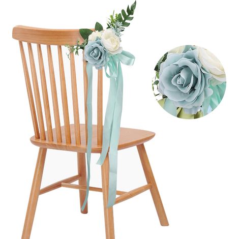 8 pièces dossier de chaise fleur Banquet célébration de mariage activités de plein air décoration florale bleu (1/5)