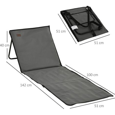 Ensemble de 2 tapis de plage pliables et réglables, matelas de plage avec sac de transport et poche pour magazines, acier, tissu Oxford, 142 x 51 x 40 cm, gris (1/5)