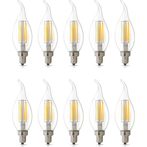E14 LED Light Bulbs, 4W Warm White 2700K, C35 Candle Shape Slanted Tip, LED Bulbs for Chandelier, Equivalent to Halogen Candelabra Bulb (1/5)