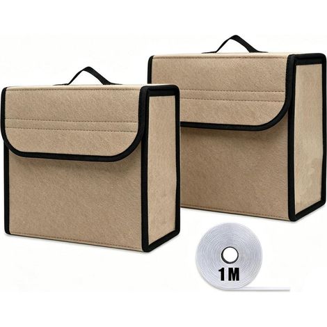 Kofferraum Organizer Filz 2 Stk. 30x19x27cm, faltbar, mit Einlegeplatte, Dunkelkamel