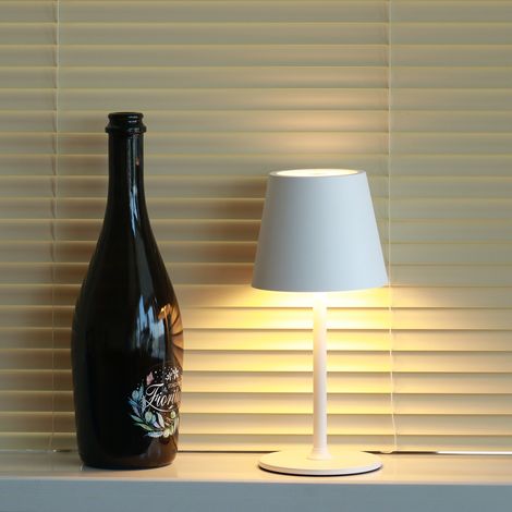 DILUMEN Lampe de Table à Batterie LED Dimmable,3 Température de Couleur,Lampe de Table Sans Fil Tactile avec USB-C,Lampe de Chevet Tactile Rechargeable pour Extérieur et Intérieur,IP44,Blanc (1/5)