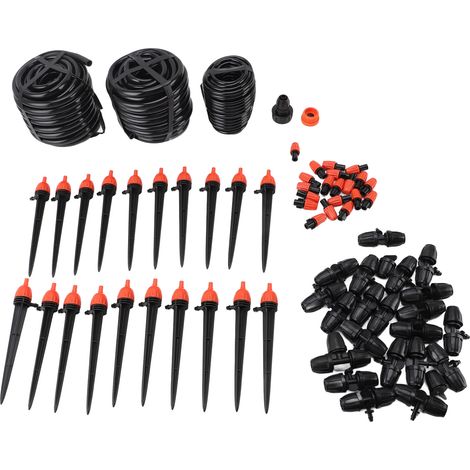 Système d'irrigation goutte à goutte avec buse réglable et raccord rapide, kit d'arrosage automatique pour pelouse, jardin et serre (1/5)