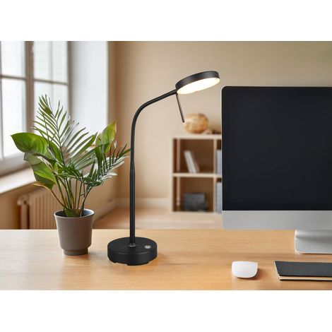 LED Akku Schreibtischlampe MORENO dimmbar mit Flexarm, Schwarz Höhe 45cm