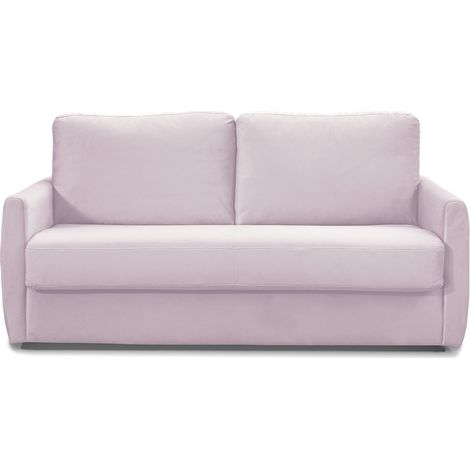 Canapé convertible 3 places en velours rose pâle - ouverture express - Bianca (1/5)