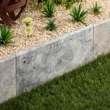 Bordure de jardin Travertin Gris Silver 61x33x3 cm (à l'unité) - RO'MA NATURE