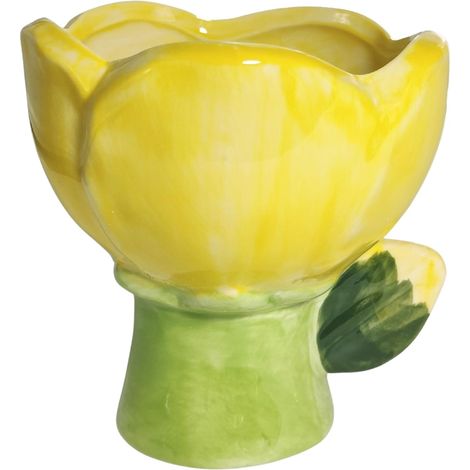 Porte Pinceau de Maquillage, pot à Crayon en Céramique, Vase en Forme de Tulipe Chandelier Bougeoir Multifonctionnel Rangement Cosmétique pour Pinceaux Cosmétique (S, 10L x 11H x 10W cm) (1/5)