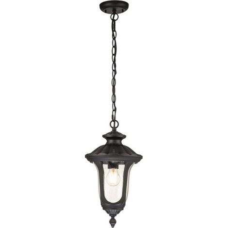Lampada a sospensione da patio lampada da esterno lampada a sospensione E27 alluminio nero vetro trasparente (1/5)