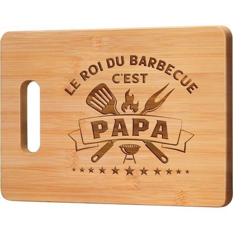 Planche À Découper - 1 Unité - Bambou Naturel - Gravure Personnalisée - Cadeau Père Et Barbecue - 28x21,5cm (1/5)