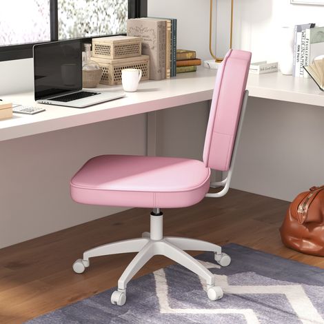 Chaise de bureau sans accoudoirs. fauteuil de bureau. hauteur réglable. pivotant 360°. 46 x 59 x 82-92 cm. rose
