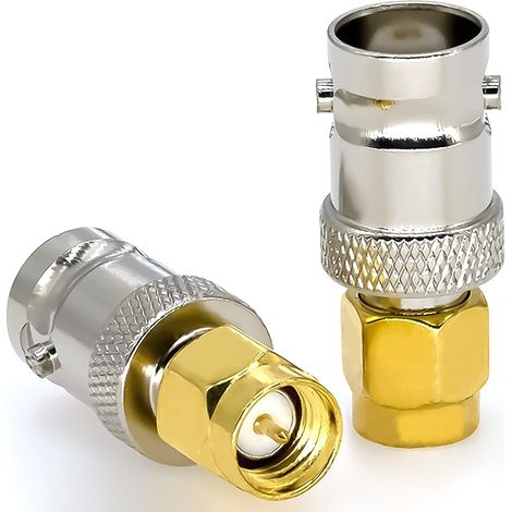 Lot de 2 Adaptateurs Coaxiaux SMA Mâle vers BNC Femelle - Connecteur d'Antenne RF pour Radio AM, SDR et Radios CB (1/5)