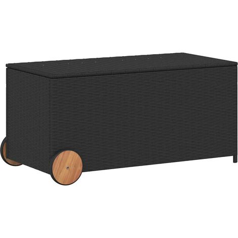 Caja de almacenaje jardín con ruedas ratán sintético negro 190L vidaXL