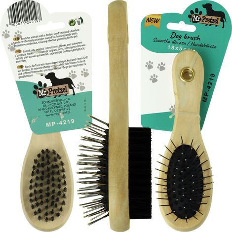 Brosse double face à poils de pin, adaptée au sous-poil, aux poils de chien et aux poils de chat. (1/3)