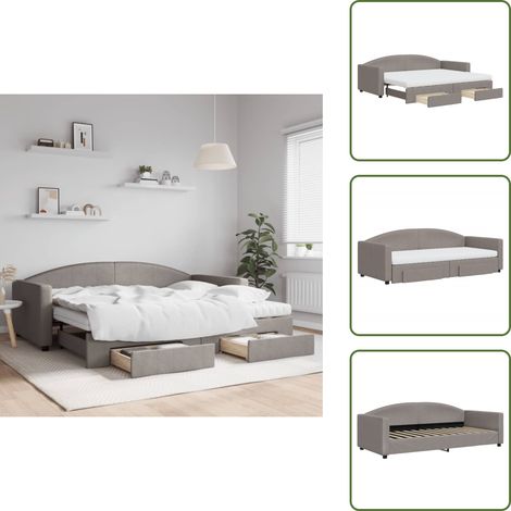 The Living Store Tagesbett Ausziehbar mit Schubladen Taupe 90x200 cm Stoff - Schlafsofa (1/5)