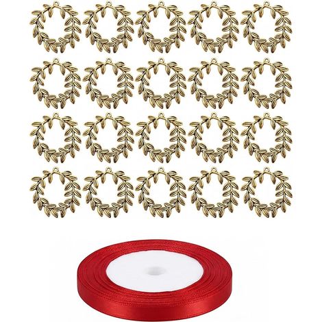 20 coronas de laurel doradas con cinta roja, joyas para la cabeza de mujer para bodas, fiestas y cumpleaños: decoración ideal y accesorio de diosa. (1/5)
