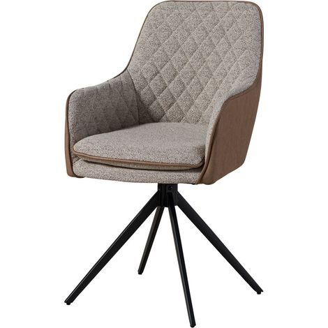 Sedia imbottita girevole 55x60x86 marrone chiaro / grigio HUGO 01