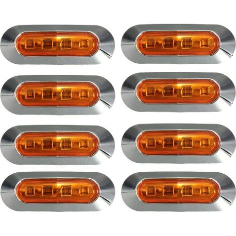 8PCS Feux de Position Latéraux LED Étanches 4 LED Lampes de Phares Latéraux Arrière de Voiture pour Camion Remorque Camping-car Bateau Marine 12V-24V (Jaune) (1/5)