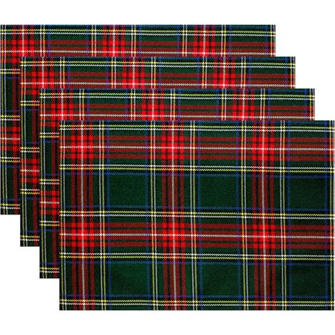 Placemat - Buffalo Plaid - Rouge Vert - Noël - 12 x 18 Pouces - Décoration Table Hivernale - Lot de 4 (1/5)