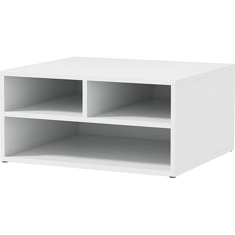 Organiseur bureau aspect blanc avec 3 compartiments fournitures support d\'imprimante 47 x 40 x 22,5 cm (1/5)