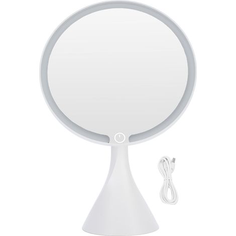Lighted Makeup Mirror 3 Color Temperatures Dimmable LED Cosmetic Vanity Mirror for Dorm Bedroom Bathroom Travel White Large Size (1/4)