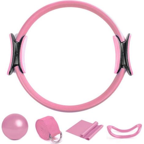 Cerceau de Fitness, Kit Essentiel de Pilates pour Femmes 5 pcs, Anneau de Pilates, Ballon de Yoga, pour Jambes, Bras, Perte de (1/5)