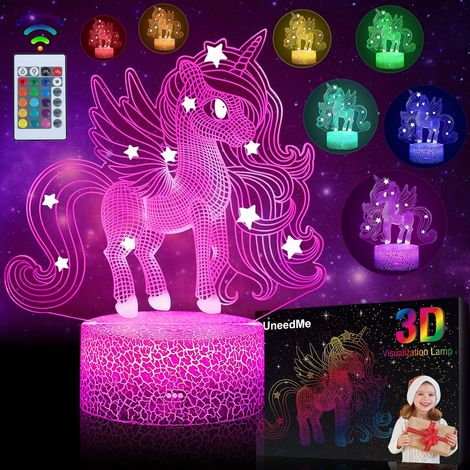 Veilleuse licorne pour enfants, lampe 3D en Acrylonitrile butadiène styrène,pour cadeaux, anniversaire, festival, chambre à coucher, lampe de décoration, idée cadeau d'anniversaire pour enfants (1/5)
