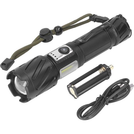 Lampe torche extérieure 5000LM, rechargeable USB, zoom télescopique magnétique, IPX4 étanche, idéale pour randonnée et camping (1/5)