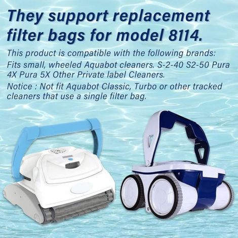 Sac Filtrant - 2 Microns - Pour Robot Piscine Aquabot Pool Rover - Lot De 2 (1/5)