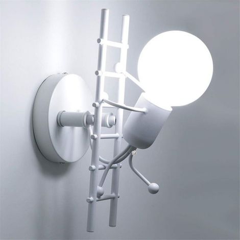 1 Applique Murale Interieur,Design Humanoïde Art Déco,E27 Max 60W,Fer Forgé,Chambre Salon Couloir