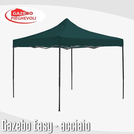 Gazebo 3x3 m nero pieghevole portatile estendibile richiudibile estensibile acciaio SENZA laterali per fiere eventi stand chiosco tenda tendone mercato mercatino (1/5)