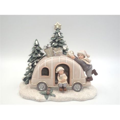 Paesaggio Natalizio Decorazione Casa a Natale in resina con luce e carillon (1/2)