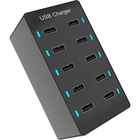 Chargeur rapide 10 ports noir (Royaume-Uni) (1/4)