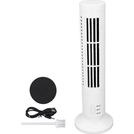 Turmventilator ohne Rotorblätter, 2 Geschwindigkeitsstufen, leise, energiesparend, tragbar, für Zuhause und Büro (weiß).