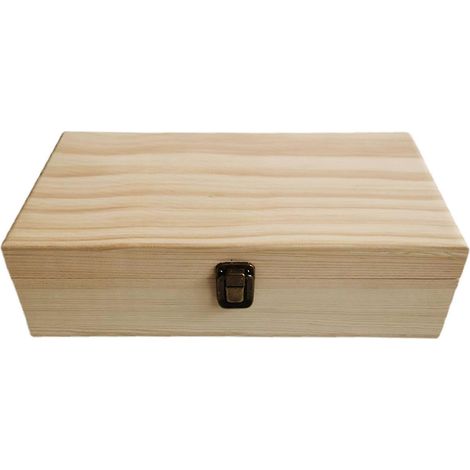 Coffret de rangement en bois massif 32 alvéoles pour huiles essentielles, boîte de transport et protection pour bouteilles d’aromathérapie, organisateur de bijoux et décoration intérieure. (1/4)