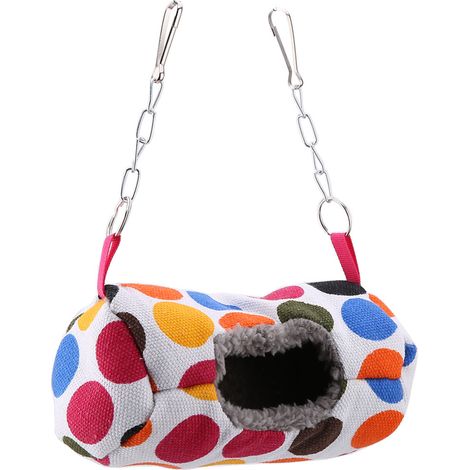 Hamac suspendu cylindrique en peluche douce et chaude pour perroquet (7815cm, pois blancs) (1/5)