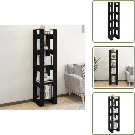 Armadio in legno - vidaXL Libreria/Divisorio Nero 41x35x160 cm in Legno Massello di Pino - Libreria nero