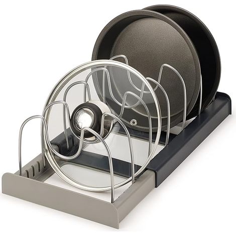 Organizer espandibile per utensili da cucina, fino a 6 scomparti, plastica, grigio, taglia unica