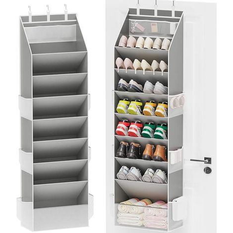 Organiseur multifonction à suspendre derrière la porte, rangement multi‑niveaux pour chaussures, chaussettes, accessoires, adapté aux portes standards (1/5)