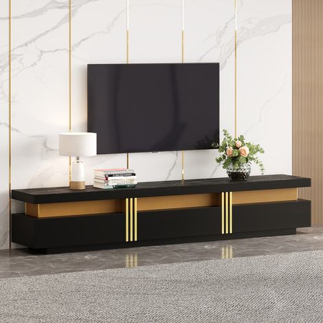 Wandkombination tv noire avec salon, table basse + meuble tv, combinaison multifonction, 180–300 x 40 x 200 cm (1/5)