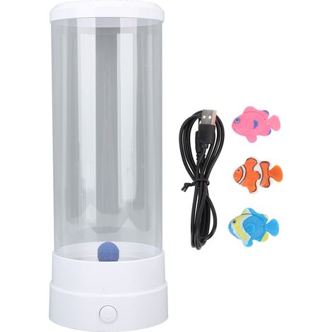Ortviai Lampe de nuit LED colorée en forme de poisson avec bulles – lampe décorative USB pour chambre et salon, blanc (1/5)