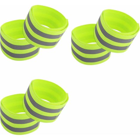 Bracelet Réfléchissant - Bande Réfléchissante Fluorescente Verte - Pour Course À Pied Et Vélo - Réglable - Lot De 6
