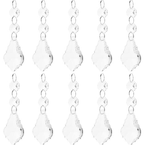Lot de 10 suspensions en cristal pour lustre, accessoires de décoration intérieure-10X3.5CM-Transparent (1/3)