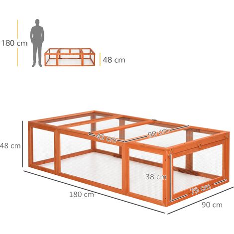 Freilaufgehege für Kleintiere Aufklappbares Dach Tannenholz Orange (1/5)
